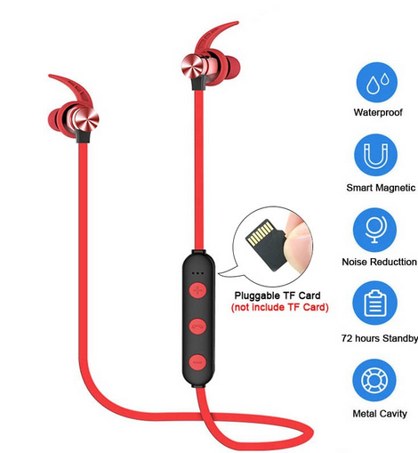 Sports Bluetooth Earphone Magnetic Wireless Headset Support TF